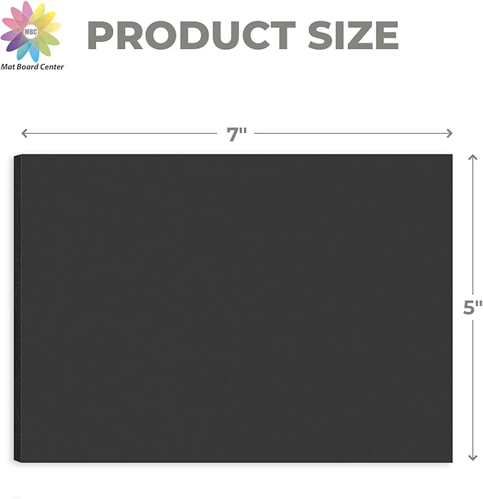 Mat Board Center, Pack of 5, 5X7 Foam Boards Acid Free Black Foam Core Boards for Mounting, Crafts, Display, Presentation and Projects, 3/16" Thick