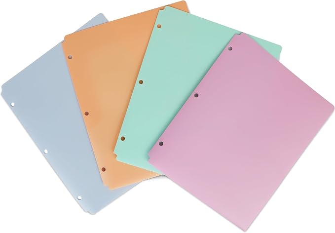 2 Pocket Folders, Heavy Duty Pocket Folders, Durable Poly Two Pocket Folder for 3 Ring Binder - for Letter Sized Papers, Files, Documents - 11.75" x 9.5" Plastic Colored Folders - (Bulk - 48 Pack)