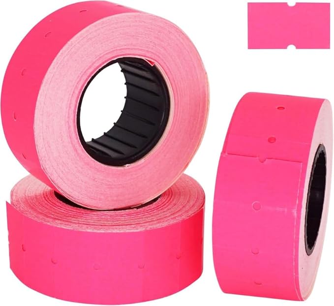 (5 Rolls - 5000 pcs) 0.82" x 0.47" (21 x 12 mm) Pink Paper Sticker Price Gun Pricemarker Labels MX-5500 (Pink)