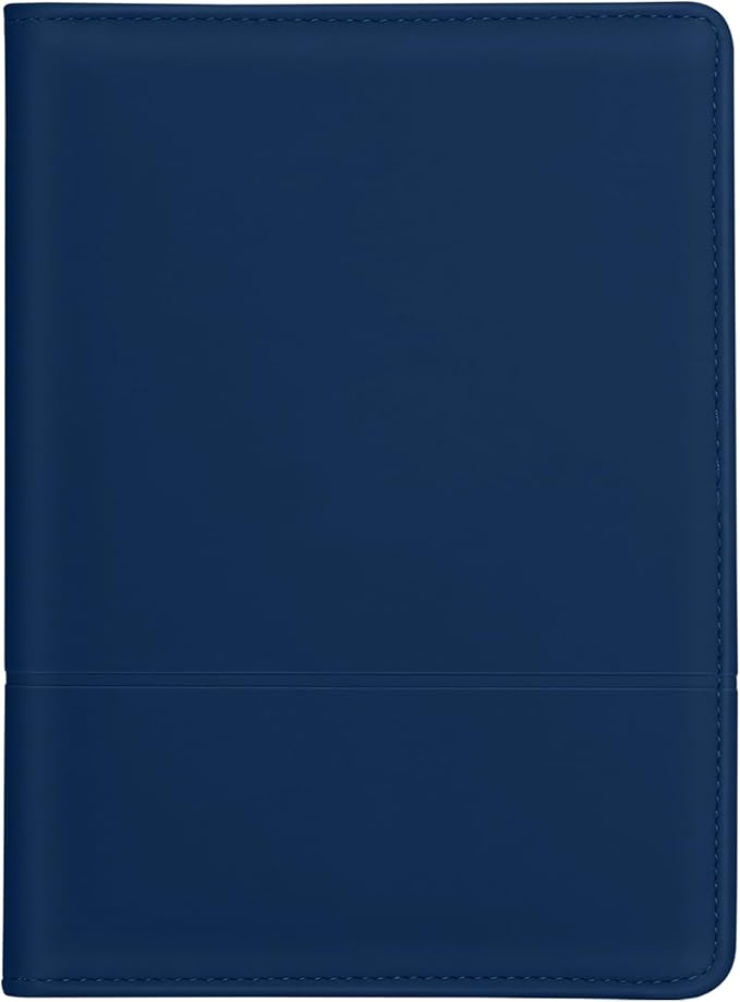 Mini Padfolio/Junior Portfolio Folder Case, Business A5 Binder Organizer Notepad for Men Women, 5 x 8 Writing Pad Included, Navy Blue.
