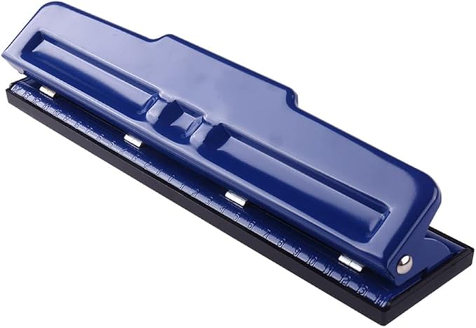 Adjustable Desktop Metal 4 Hole Hole Punch 10 Sheet Capacity Paper Hole Punch with Waste Collector(D)