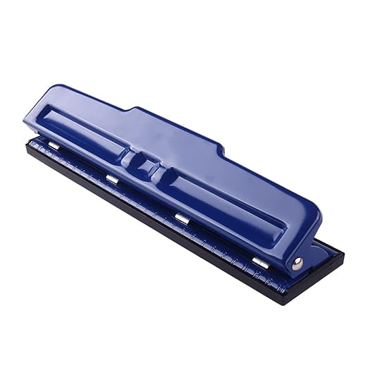 Adjustable Desktop Metal 4 Hole Punch 10 Sheet Capacity Paper with Waste Collector(D)