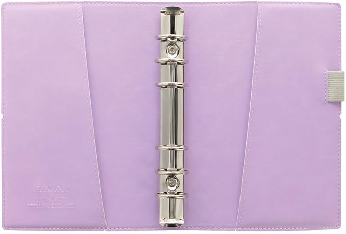Filofax Domino Soft Organizer, Personal Size, Orchid - Smooth, Leather-Look, Grain Effect, Tactile, Six Rings, Week-to-View Calendar Diary, Multilingual, 2025 (C022607-25)