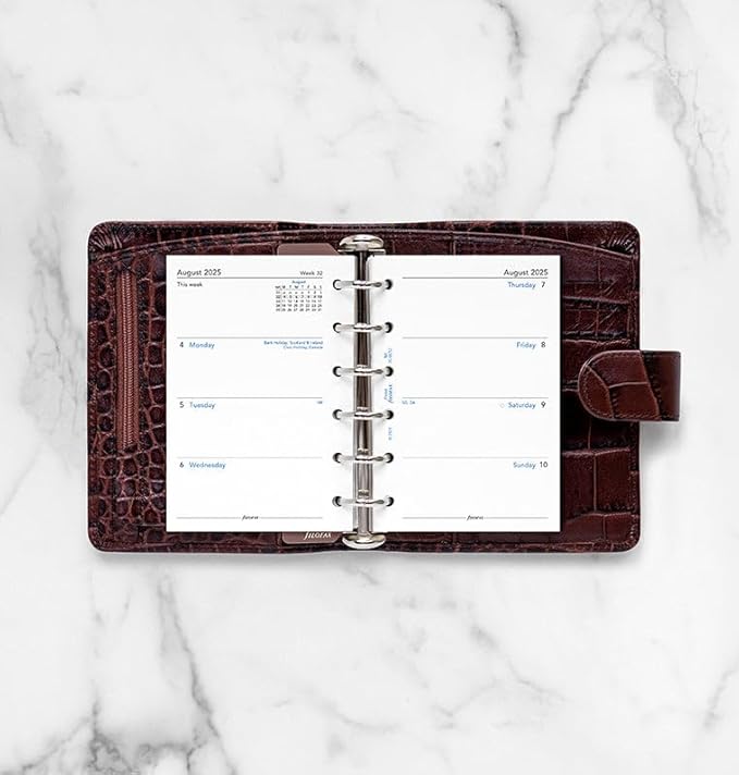 Filofax Calendar Diary Refill, Pocket Size, Week-to-View, Academic, White Paper, Unruled, English, August 2025 to July 2026 (C68252-26)