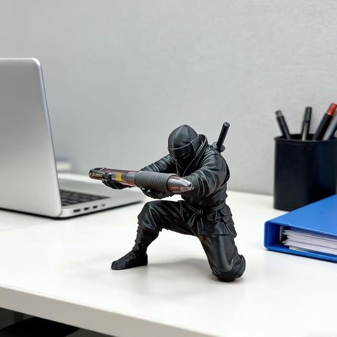 Ninja Pen Holder for Desk, Black Ninja Decor Pen Stand Pencil Holder Desk Accessories for Office Home Classroom