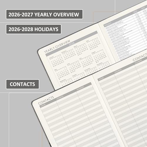Planner 2026-2027 - Weekly & Monthly 2026-2027 Planner with Pen Loop, Jul 2026 - Jun 2027, to Achieve Your Goals & Improve Productivity, Thick Paper, 40 Note Pages, Inner Pocket, 5.75" x 8.25" - Grey