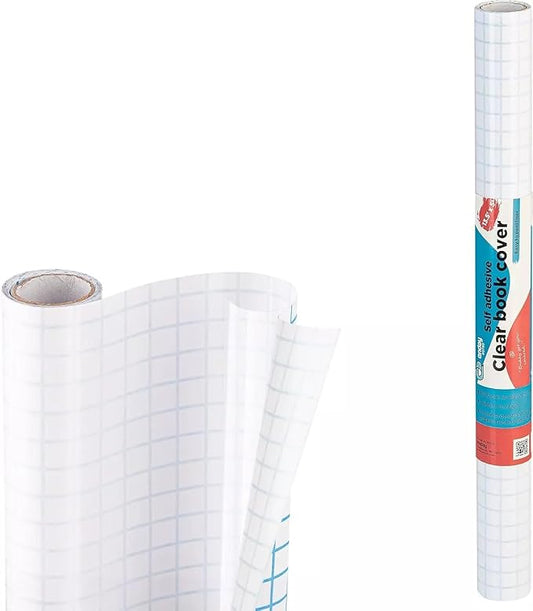 Enday Contact Paper Clear, 13.5” x 5-Feet, Transparent Self Adhesive Book and Textbook Covers for Paperbacks and Hard Covers, Plastic Protective Covering Contact Paper Roll, Acid Free