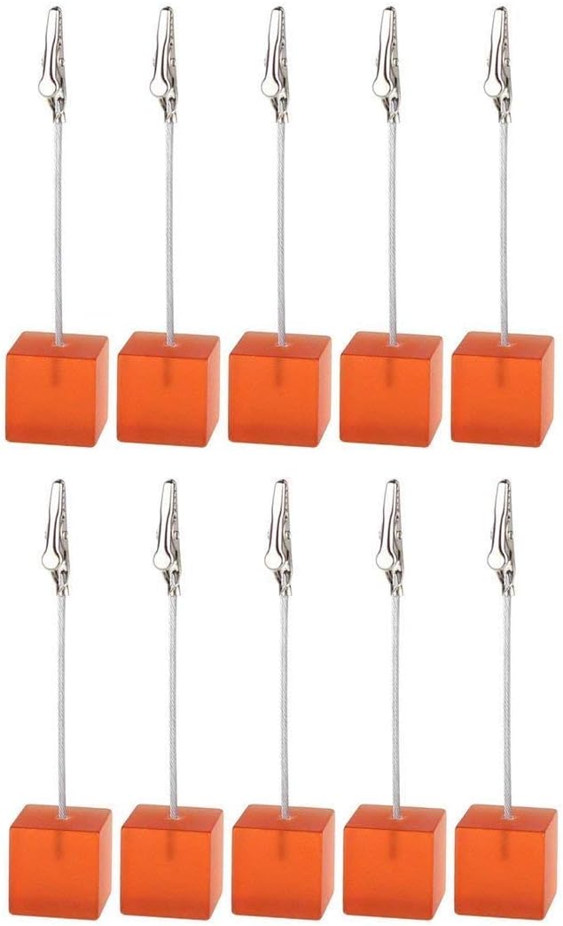 Xiaoyztan Memo Clips Holder,Orange Cube Table Number Holders,Paper Note Clip for Office Home Use, Office Memo Holders, Desk Accessories and Workspace Organizers,Pack of 10