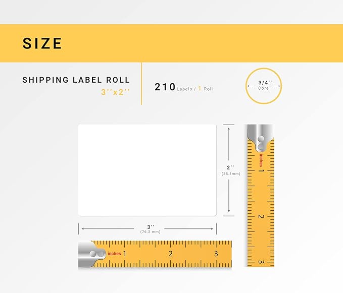 HOUSELABELS 3" x 2" Large Barcode Labels on 0.75" Core Compatible with Zebra and Rollo Printers, 1 Roll / 210 Labels per Roll