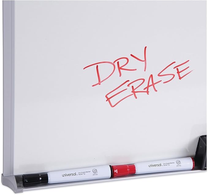 Universal 43623 Dry-Erase Board, Melamine, 36 x 24, Satin Aluminum Frame