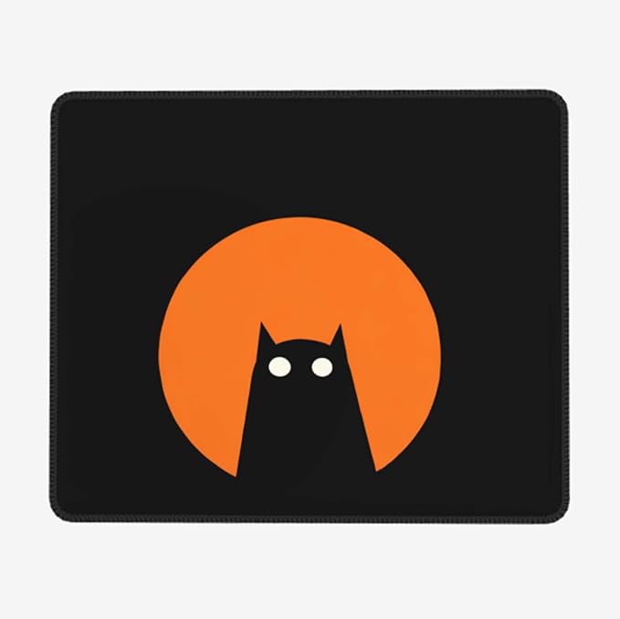 Voltique Mouse Pad Small Desk Mat, Black cat Computer Mousepad with Stitched Edges Non-Slip, Keyboard Mouse Pad for Desktop Office Desk Accessories