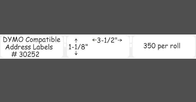 30252 White Labels Compatible with Dymo 30252 1-1/8" x 3-1/2" Address Labels. (100 Rolls)