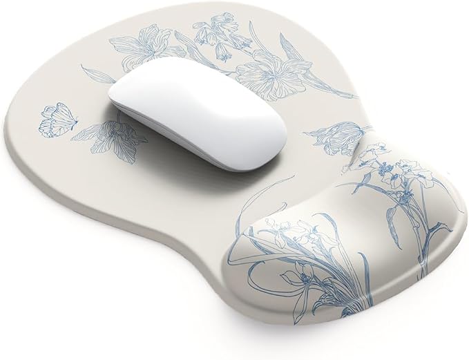 ErgoComfort Gel Wrist Rest Mouse Pad-Ergonomic Office Mousepad with Wrist Support-Non-Slip, Design Desk Accessories Mat for Home&Game Decor (08FloraBliss)