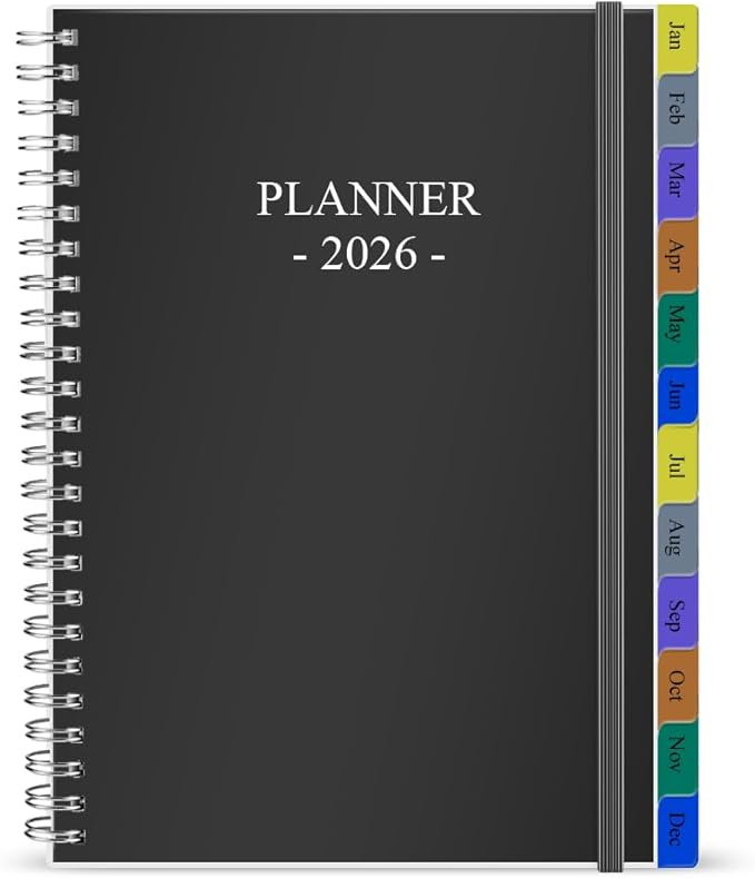 2026 Planner - Planner 2026 for Women & Men, January 2026 - December 2026, Monthly and Weekly Calender Planner with 12 Monthly Tabs, 6.4" x 8.5", Black