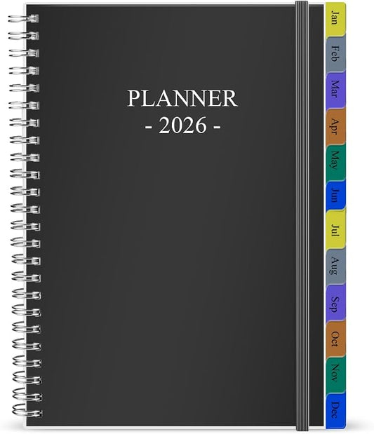 2026 Planner - Planner 2026 for Women & Men, January 2026 - December 2026, Monthly and Weekly Calender Planner with 12 Monthly Tabs, 6.4" x 8.5", Black