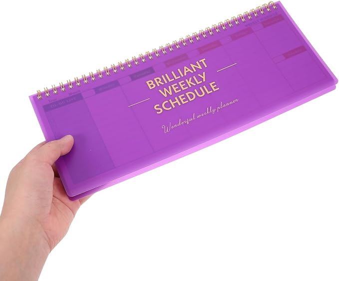 LALAFINA Brilliant Weekly Scheduler Undated Desk Planner Calendar Planning Pad for Whole Year School Home Office, Purple, 12X4.8 Inch
