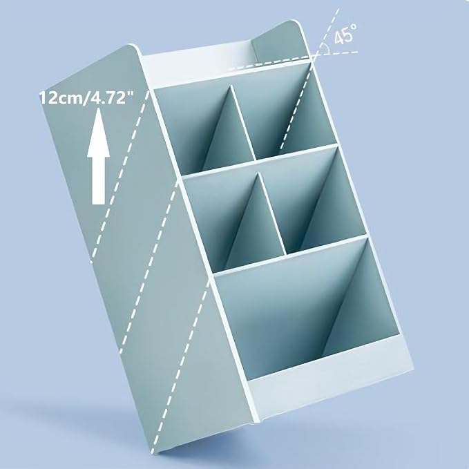 Tissting Desk Organizer, Space-Saving Slanted Design Pen Holder, Pen Holder with 7 Compartments, Pencil and Marker Storage Stand for School Office, Organizer for Office, School Supplies (White)