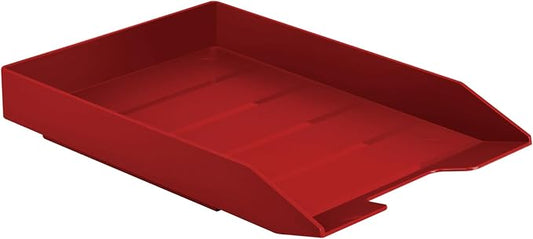 Acrimet Stackable Letter Tray Front Load, Letter Size, Stacking Document Desk Office Paper Organizer, Plastic, Solid Red Color, 1 Unit