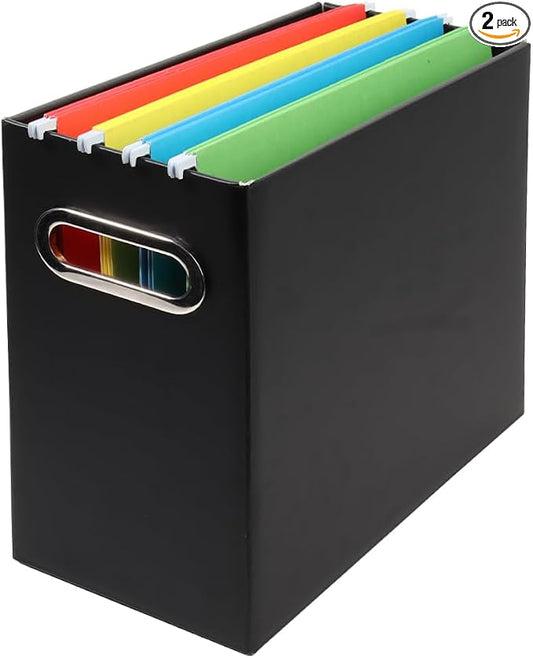 Collapsible File Organizer Box with Handle,12.20x5.11x9.84Inches, Filing Organizer for Home or Office, Small Portable File Box(1 Pack, Black)