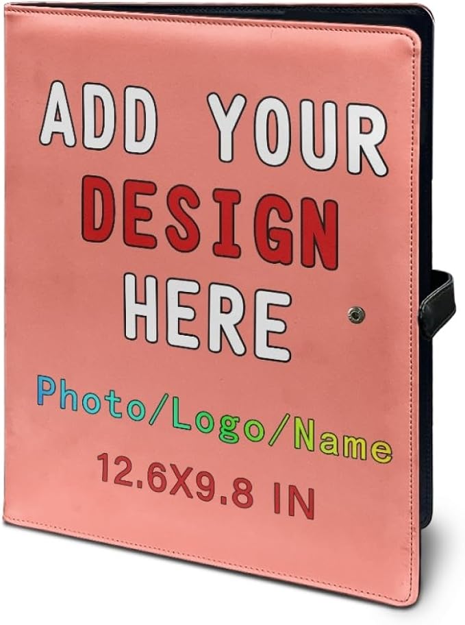Personalized Padfolio with Logo, Custom Business Portfolio with A4/US Letter Writing Pad Holder for Resumes and Interviews, Salmon