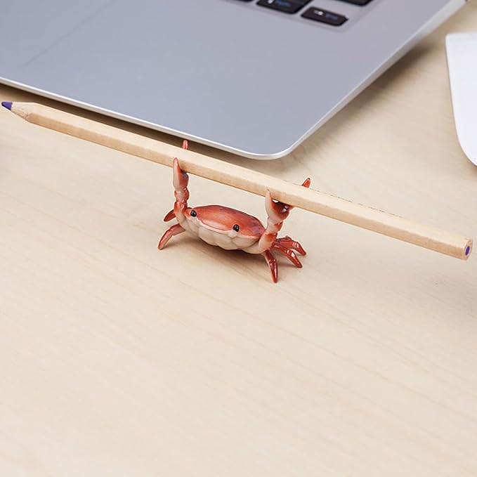 1Pc Red Desk Crab Pen Holder, Creative Weightlifting Crab Pen Stand, Funny Desk Decor Supplies Holders, Pencil Holders