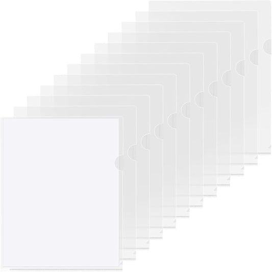 KTRIO Clear Document Folders Project Pockets for 8.5x11 Paper, 12 Pack | Heavy-Duty Clear Project Pockets, Transparent Letter Size Paper Sleeves, L-Shaped Thumb Notch Design, Acid-Free Poly Plastic