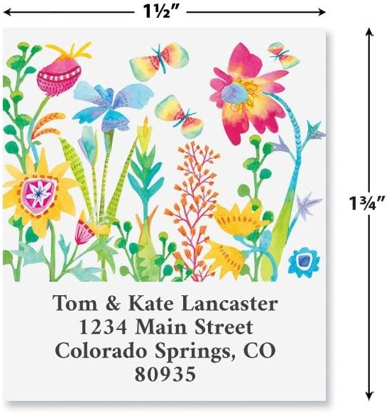 Colorful Images Floral Flutters Return Address Mailing Labels, Personalize with Name & Addresses, Set of 144 Self Adhesive, Easy Peel Flat Label Sheets, 1½” x 1¾”, 1 Design