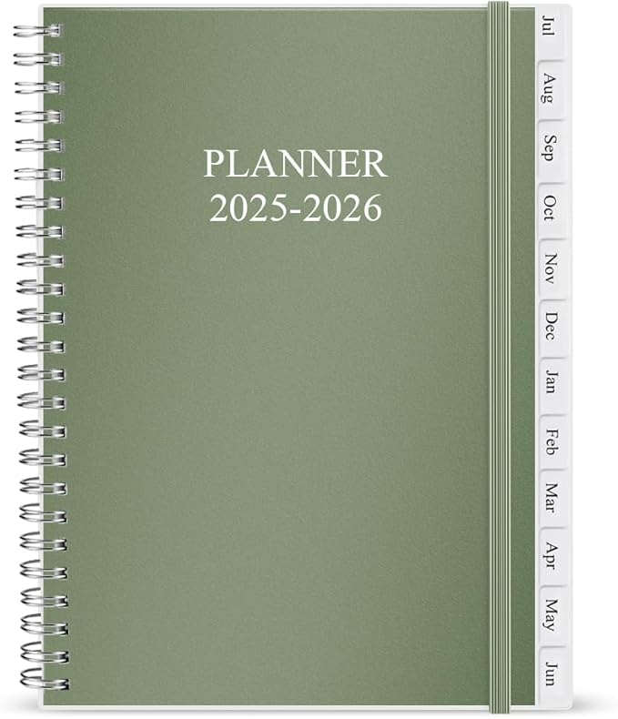 2025-2026 Planner - Academic Planner 2025 2026 for Women & Men, July 2025 - June 2026, Monthly and Weekly Calender with 12 Monthly Tabs, 6.4" x 8.5", Green