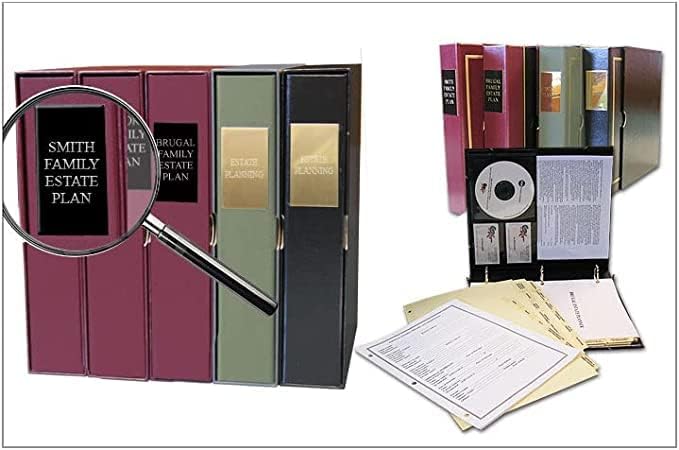 Customized Estate Planning Kit- Customized Binder, 18 Pre Printed Tabs and Fillable Personal Data Sheets (Name Engraved On Plate, Blue with Silver)