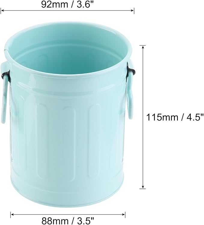 PATIKIL Barrel Pencil Holder, Metal Pen Holder for Desk Pencil Holders Cup Organizer with Handles Makeup Brush Holder Stationery Storage, Blue