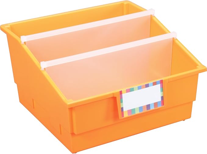 Really Good Stuff 12-Pack Single-Color Picture Book Classroom Library Bins with Dividers