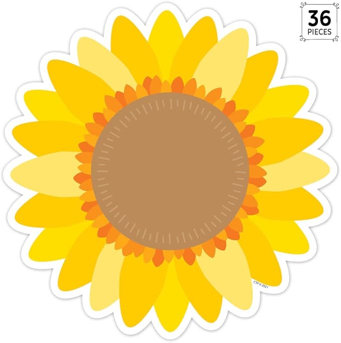 CTP Sunflower 6" Cut-Outs Learning Décor Accents for Spring & Floral Classroom Theme (Creative Teaching Press 10594)