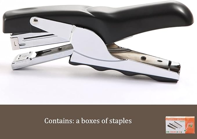 Creative Stapler Plier Stapler Heavy Duty Office Stapler Hand Held 20-Sheet for Desktop Office Work Student Teacher Large Capacity No Jam Stapler for Gifts Stapler (Color : Black, Size : 10