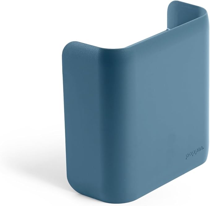 Poppin Magnetic Pen Holder - Office Supplies Storage Cup with 3 Mounting Options (adhesive strips, magnets, or screws), Mounts to Walls, Refrigerators, Lockers (Slate Blue)