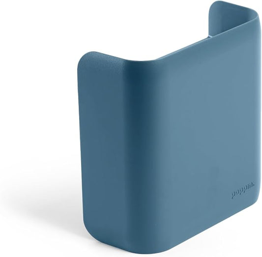 Poppin Magnetic Pen Holder - Office Supplies Storage Cup with 3 Mounting Options (adhesive strips, magnets, or screws), Mounts to Walls, Refrigerators, Lockers (Slate Blue)