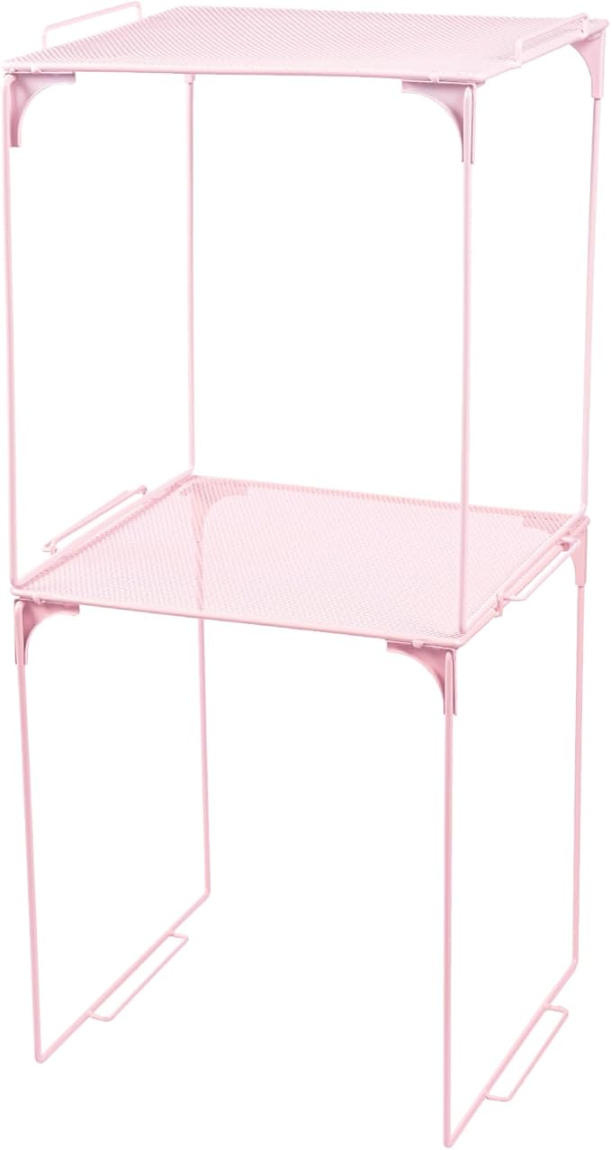 Svartur Shelf Pack, 2, Metal, Contemporary, Pink, Stackable, Space Saving, for School Locker Organizing