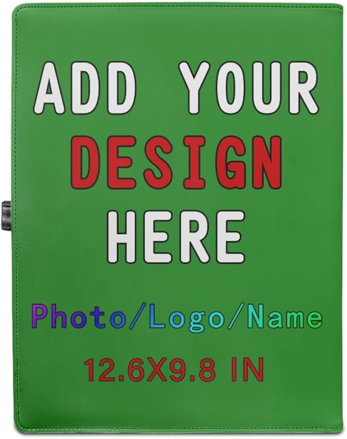 Personalized Padfolio with Logo Photo Name, Custom Business Portfolio Folder for A4 Clipboard Documents/Card Holder, ForestGreen