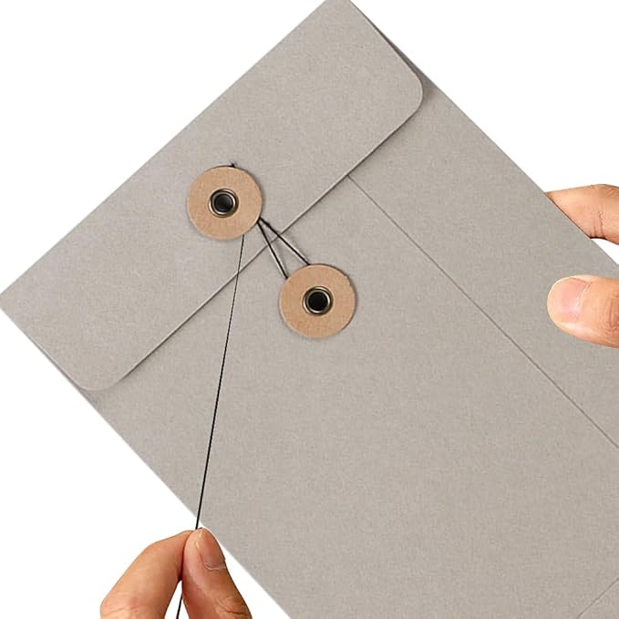 10 Pcs Vintage Kraft Paper File Folder Thickened A5 Filing Envelope Project Photo Pockets Reusable Document Wallet Bag with String Tie Closure for Office Home
