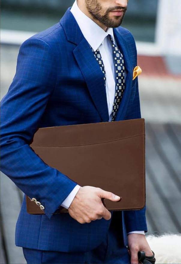 Leather Portfolio for Men & Women, Personalized Padfolio, Genuine Leather Resume Folder, A4/Letter Pad Holder, Business Portfolio Organizer