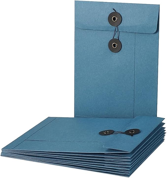 10 Pcs Vintage Kraft Paper File Folder Thickened A5 Filing Envelope Project Photo Pockets Reusable Document Wallet Bag with String Tie Closure for Office Home