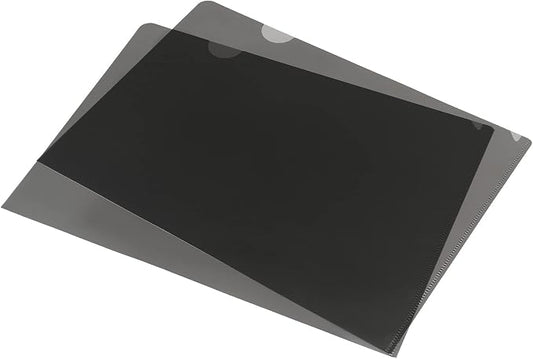 PATIKIL L Type Folders 12 Pack A4 Plastic File Project Pockets Clear Paper Document Jacket Sleeve for Office, Black