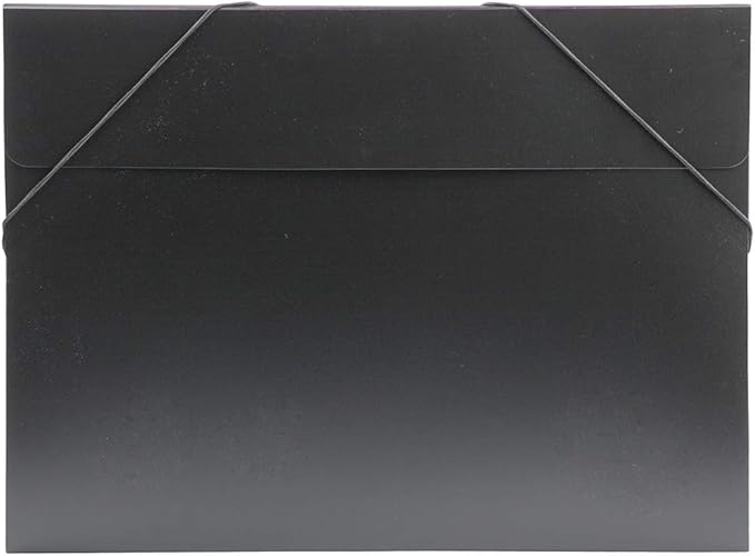JAM PAPER Plastic Portfolio with Elastic Closure - Large - 11 x 15 x 1/2 - Black - Sold Individually