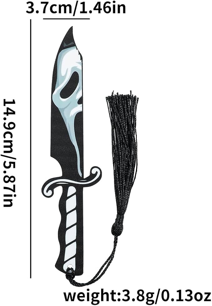 3Pcs Horror Movie Series Bookmarks, Featured Characters Halloween Themed Dagger Acrylic Bookmarks for Book Fans, Writers, Scholars, Bookworms, Friends (3Pcs Dagger Mask)
