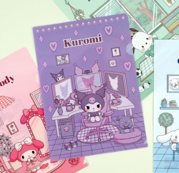 Set of 3 Cute Clear L-Type File Folder Transparent Document Folder