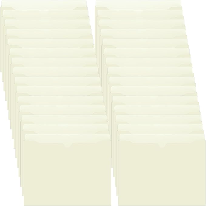 Dunzoom 50 Pack File Jackets Letter Size 2 Inch Beige Expansion Manila Plastic File Folders Expandable Heavy Duty Reinforced Straight Cut Tab Expandable Document Jacket for Office