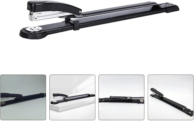 HANABASS Long Reach Manual Stapler Thickened Binding Desktop Stapler with Hole Punch for Office and School Use