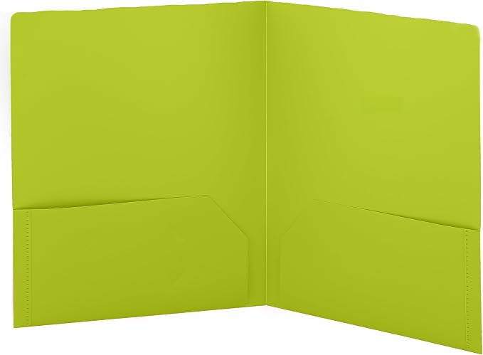 Folders with 2 Pockets Green, Colored Plastic File School Folder Letter Size, Heavy Duty Poly Portfolio Folder with Two-Pockets, Also Available in Purple, Blue, Red, Pink, and Grey, 1 Pc - By Enday