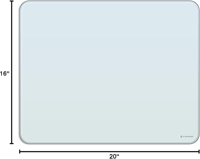 U Brands Magnetic Cubicle/Wall Glass Dry-Erase Board, 16" x 20" Inches, White Frosted Surface, Frameless