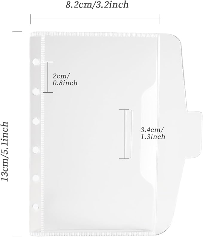 A6 Binder Pockets with No Zipper, Koqye Blue 10 Pcs Plastic Zipless Budget Envelopes, Two Pockets Frosted Cash Envelopes Money Bag for Budgeting, Cash Stuffing (Clear with Lid - A7)