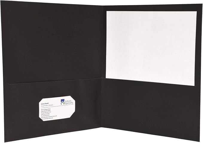 School Smart 2-Pocket Folders, Black, Pack of 25